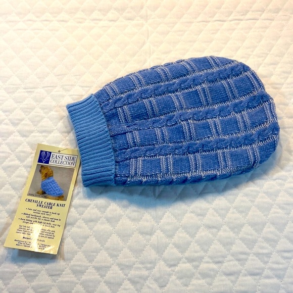 East Side Collection Dog Sweater. Blue Chenille Cable Knit. NWT **sweater only** - Picture 6 of 13